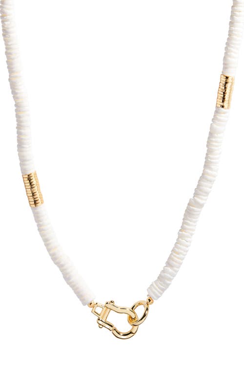 Capri Beaded Shell Necklace in Gold/White
