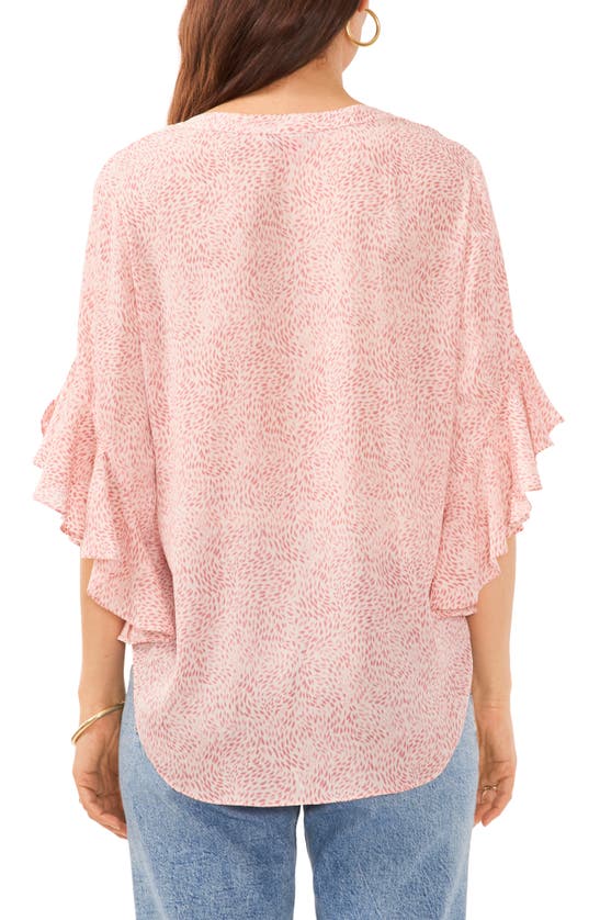 Shop Vince Camuto Ruffle Sleeve Chiffon Top In Pink Orchid