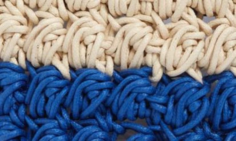Jw Anderson Popcorn Crocheted Cotton Basket Bag In Blue/ Off White