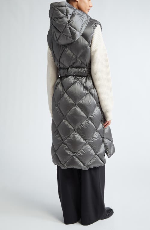 Max Mara The Cube Tregil Diamond Quilted Down Longline Vest In Medium Grey