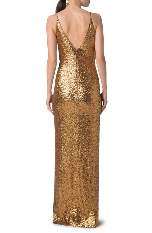 AKRIS AKRIS SEQUIN V-NECK COLUMN GOWN 
