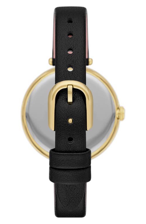 Shop Kate Spade New York Holland Floral Leather Strap Watch, 34mm In Black