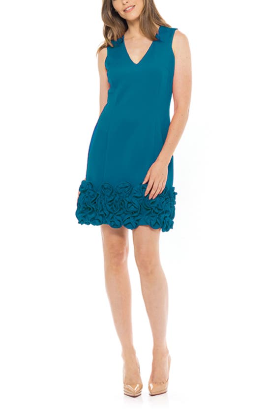 Shop Donna Ricco Cupcake Hem Scuba Sheath Dress In Cerulean