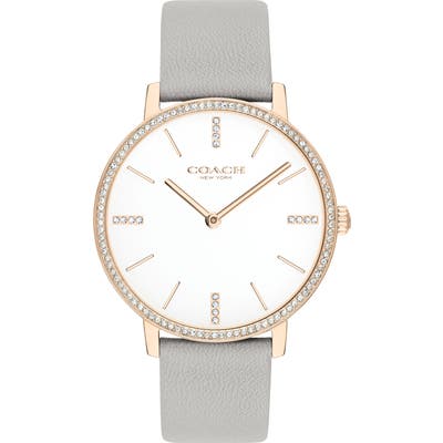 Coach Audrey Snakeskin Embossed Leather Strap Watch, 35Mm
