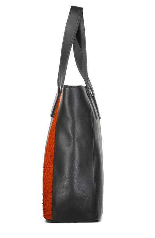 Sarep + Rose Maral Daily Leather Tote Crossbody Bag In Black And Orange