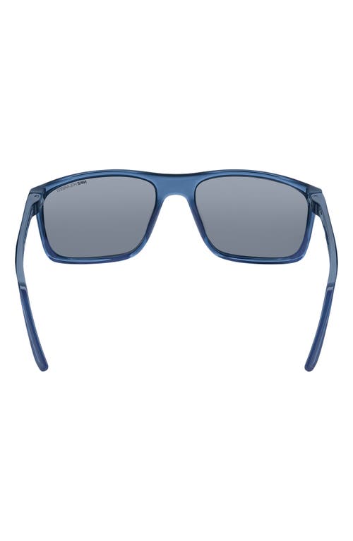 Shop Nike Fire L 58mm Polarized Rectangular Sunglasses In Matte Navy/polar Silver