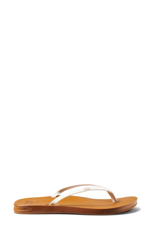 Reef Cushion Bounce Slim Flip Flop In White/tan