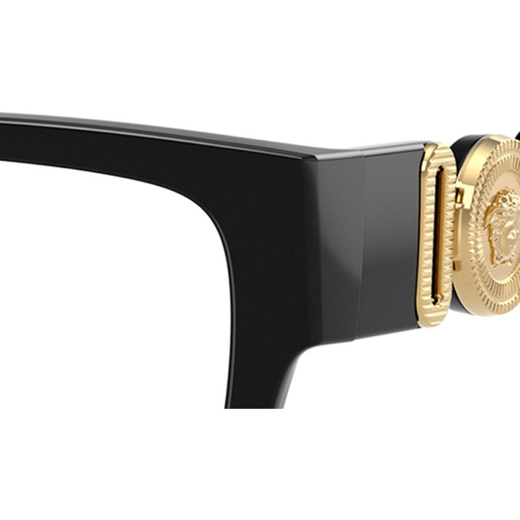 Versace 55mm Pillow Optical Glasses In Shiny Black