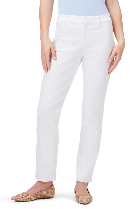 Marilyn Straight Ankle Pants In Stretch Linen - Optic White White