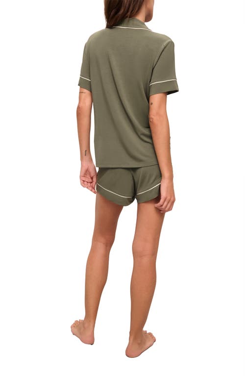 Shop Eberjey Gisele Relaxed Jersey Knit Short Pajamas In Moss/ivory