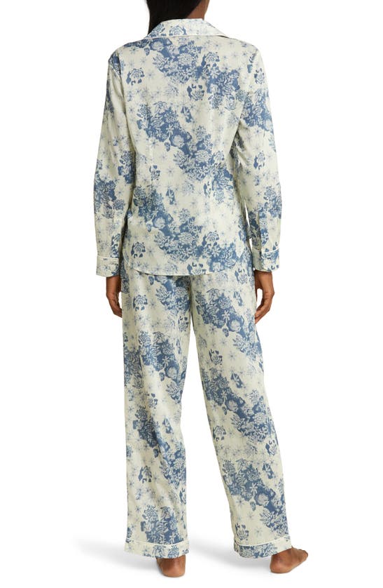 Shop Desmond & Dempsey Long Sleeve Cotton Pajamas In Blue