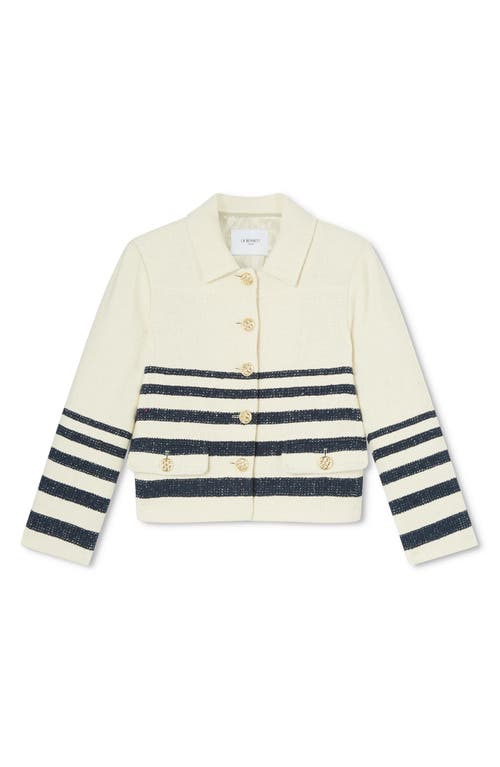 Shop Lk Bennett Bellmer Stripe Tweed Jacket In Cream Multi