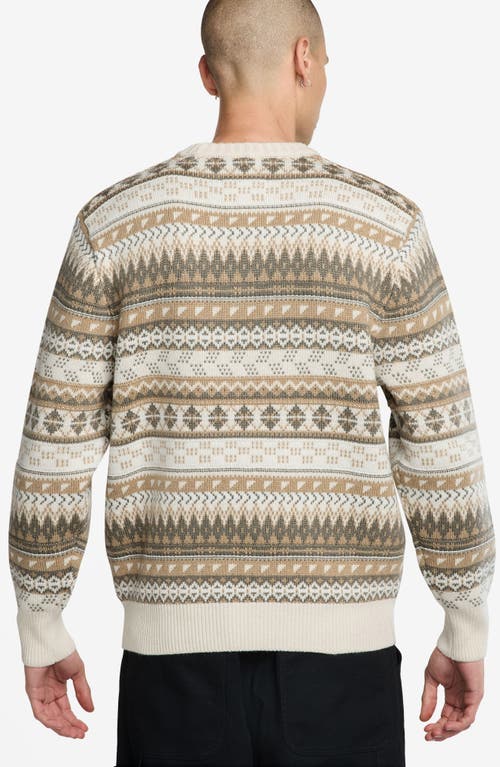 NIKE NIKE LIFE FAIR ISLE SWOOSH WOOL BLEND CREWNECK SWEATER 