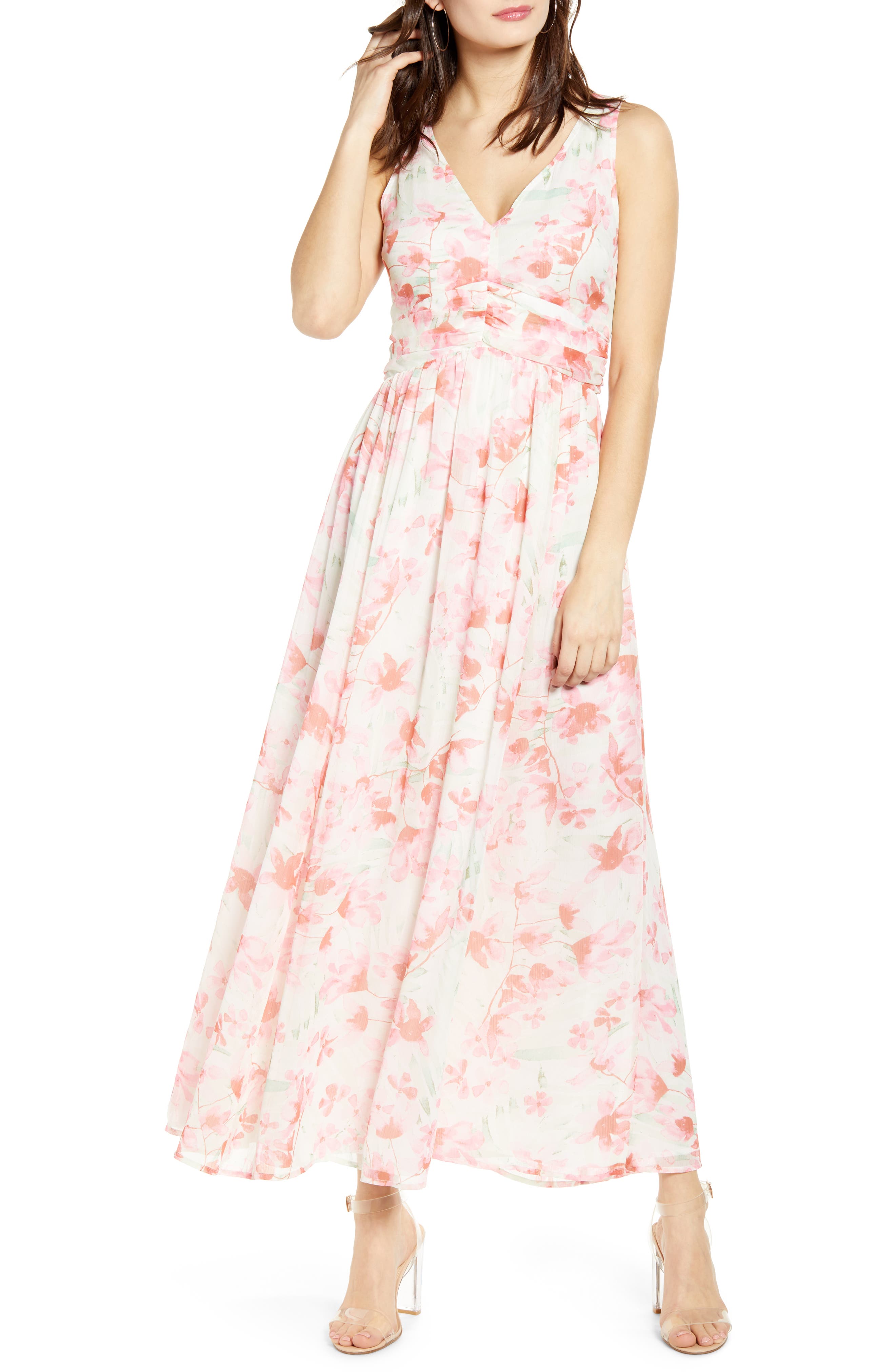 maxi dress with ruched waist