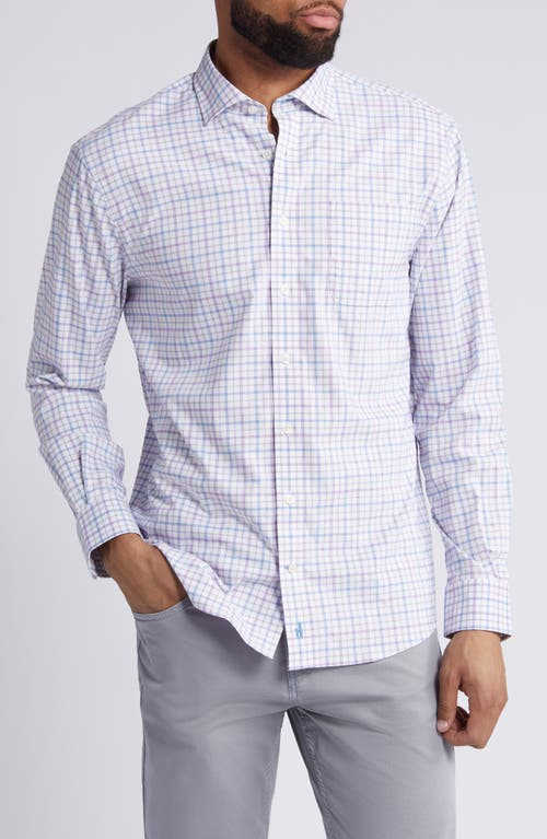 Biles Check Performance Button-Up Shirt in Grape