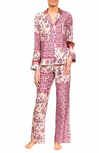Papinelle Women's Cheri Blossom Full Length Pajama Set, Long Sleeve Button  Down Sleepwear made from Blend of Silk and Cotton, Color Sage, Size Small  at  Women's Clothing store