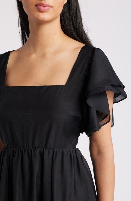 Shop Chelsea28 Ruffle Sleeve Open Back Dress In Black