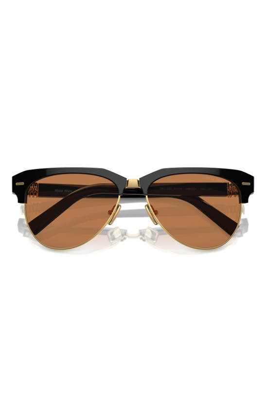 Shop Miu Miu 57mm Pilot Sunglasses In Brown