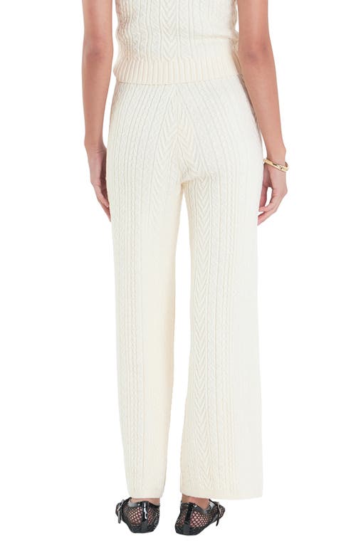 English Factory Tie Waist Cable Stitch Pants In Ivory