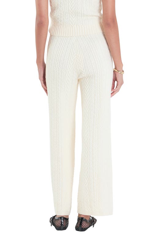 Shop English Factory Tie Waist Cable Stitch Pants In Ivory