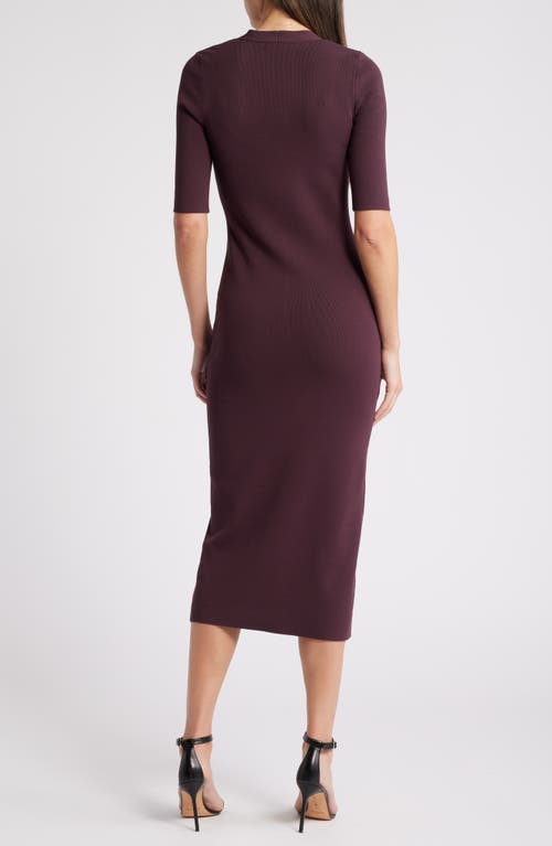 Shop Hugo Boss Boss Fezanin Knit Midi Dress In Nightfall Burgundy