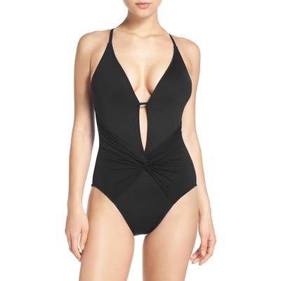 La Blanca Island Goddess One-Piece Swimsuit, Black