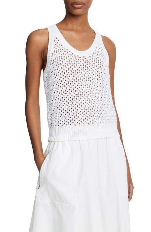 Shop Vince Open Stitch Organic Cotton Sweater Tank In Optic White
