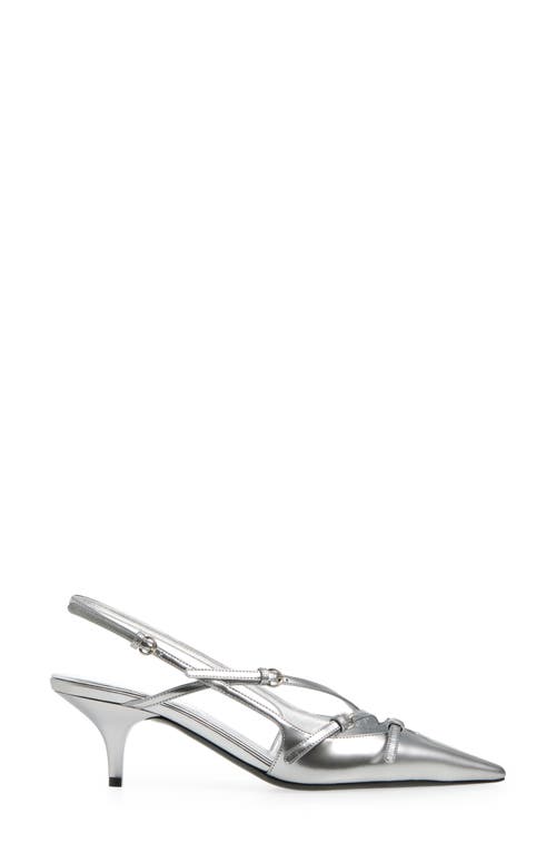 Shop Miu Miu Show Buckle Slingback Pump In Argento