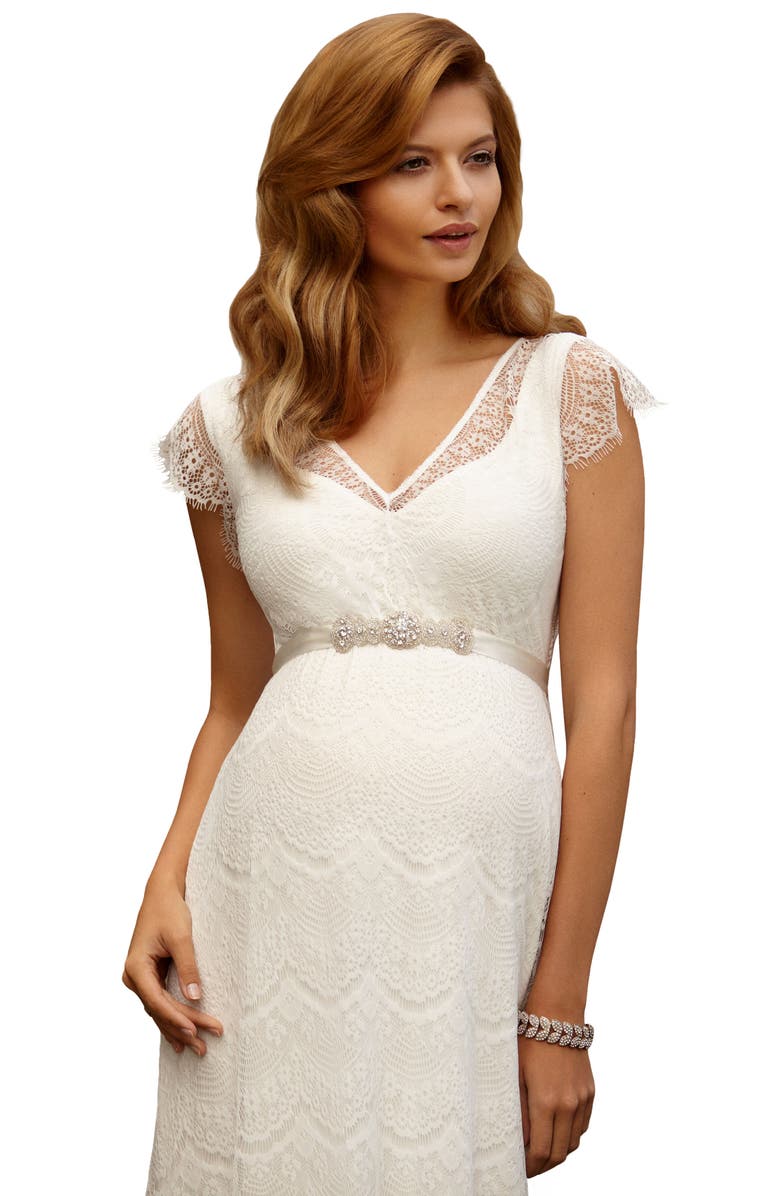 Tiffany Rose Kristin Long Lace Maternity Gown, Alternate, color, 