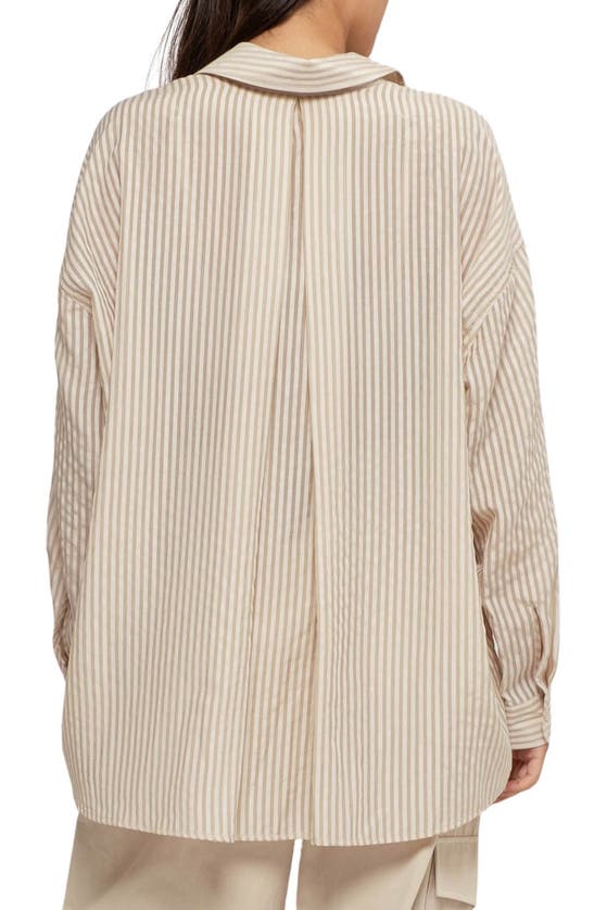 Shop Blu Pepper Long Sleeve Button Down Top In Light Khaki