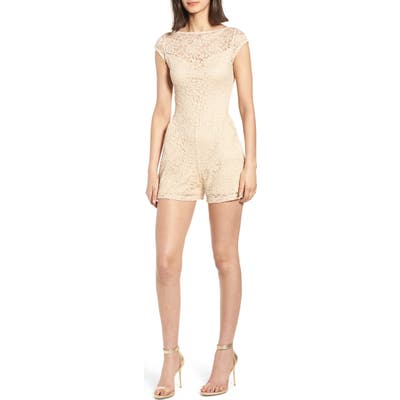 Sentimental Ny Lace Romper, Beige