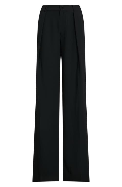 Shop Lauren Ralph Lauren Double Faced Georgette Wide Leg Pants In Black