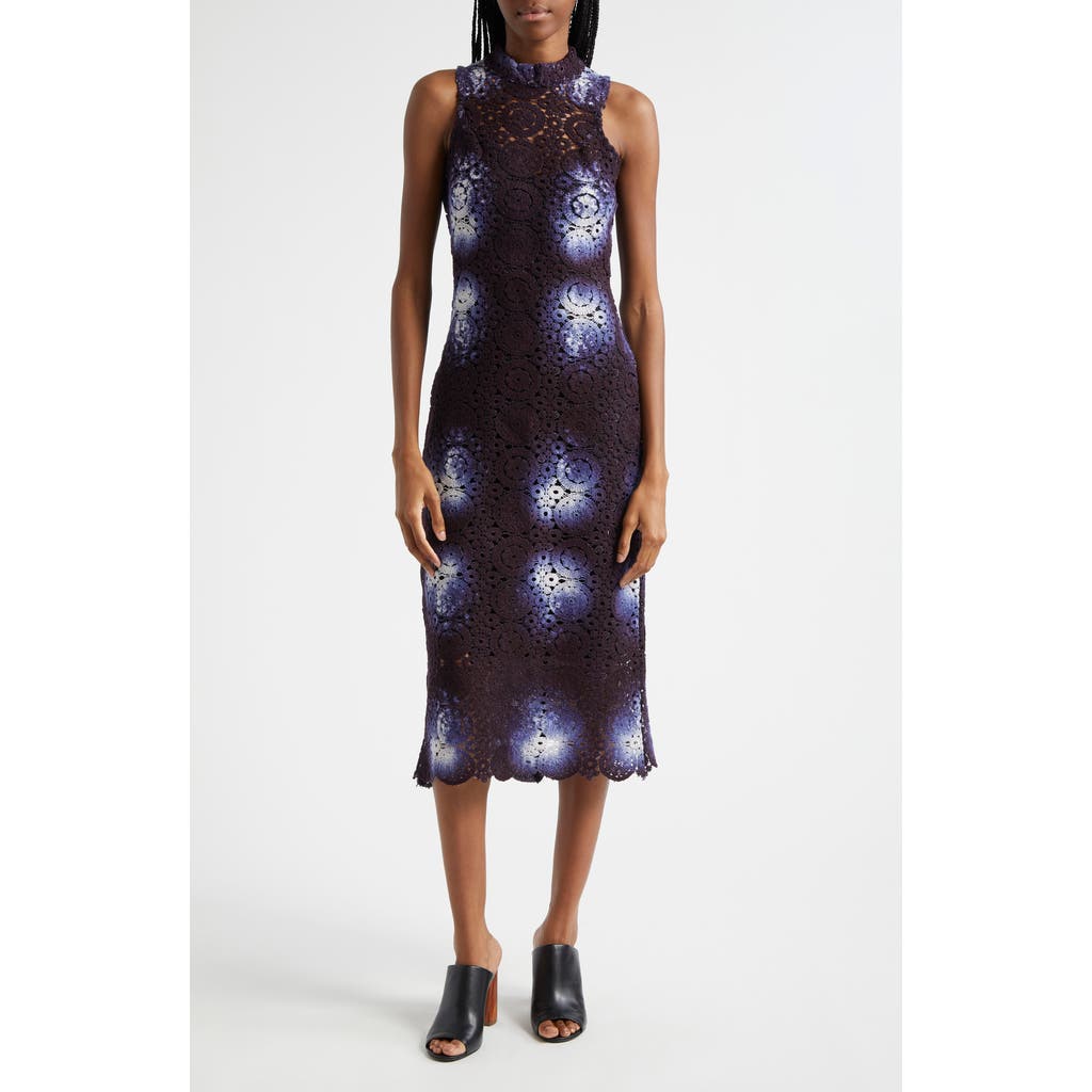 BUSAYO Lekan Crochet Dress in Indigo Blue, White