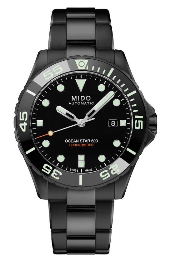 Mido Ocean Star 600 Chronometer Bracelet Watch & Rubber Strap Gift Set, 43.5mm In Black