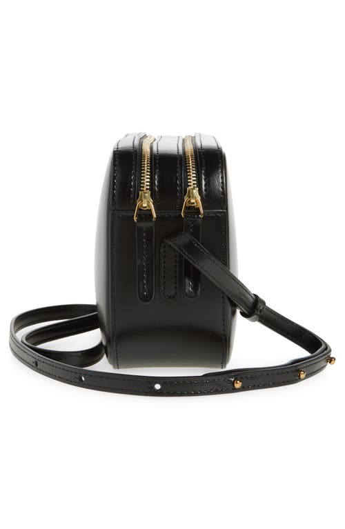 Mansur Gavriel Double Zip Leather Camera Crossbody Bag In Black