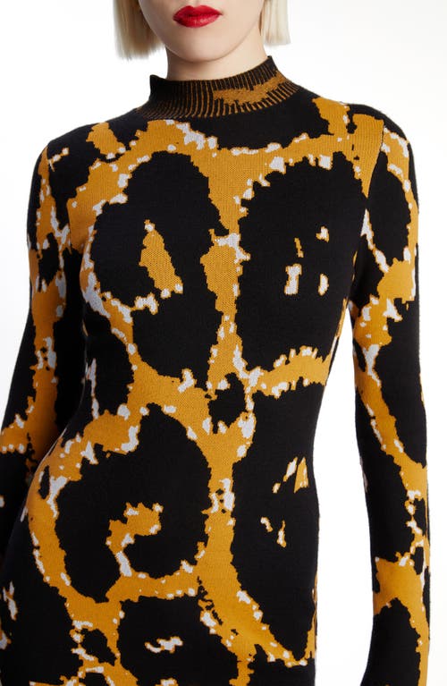 Bardot Gweneth Long Sleeve Knit Minidress In Black/leopard