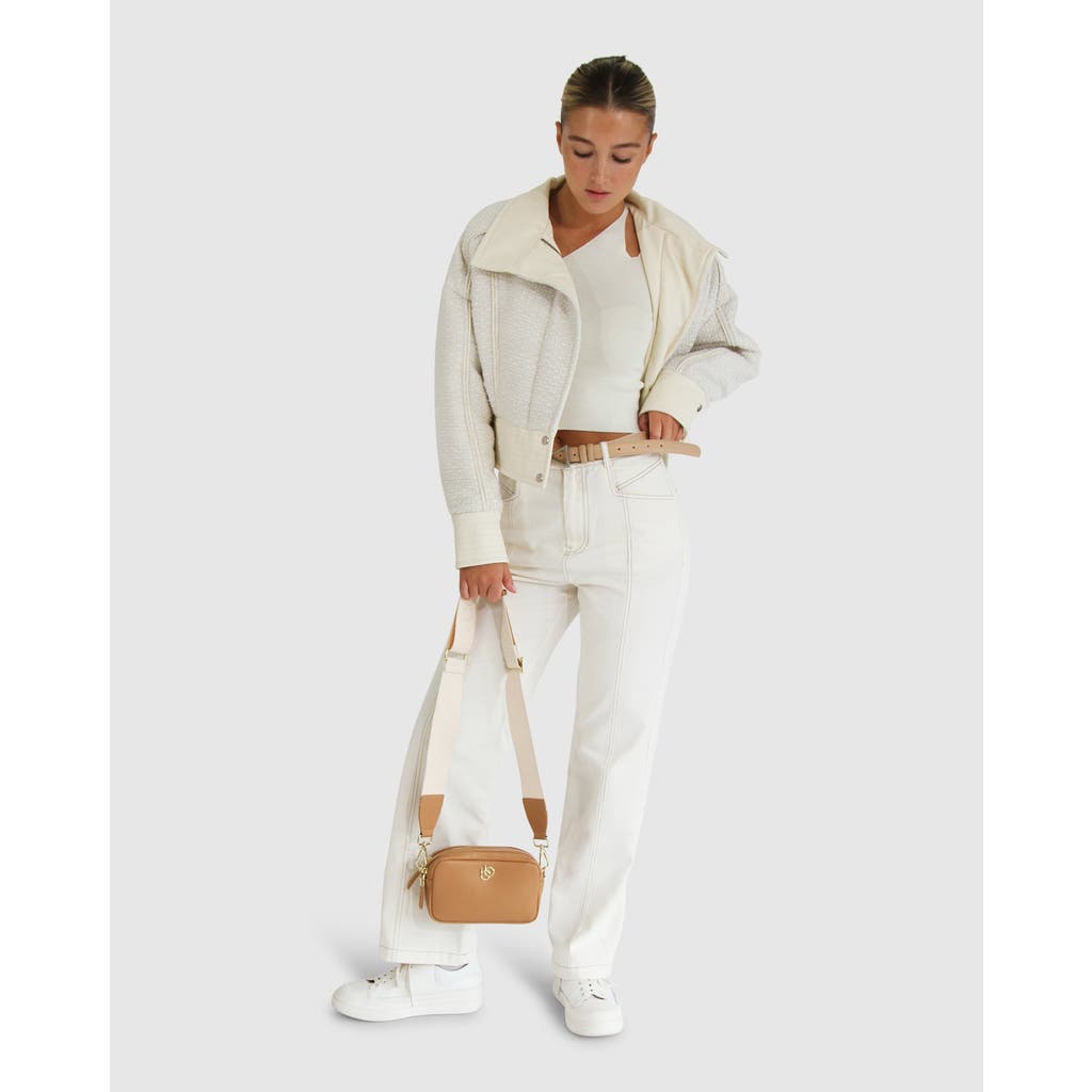 Belle & Bloom Mad Love Cropped Bomber Jacket In Cream
