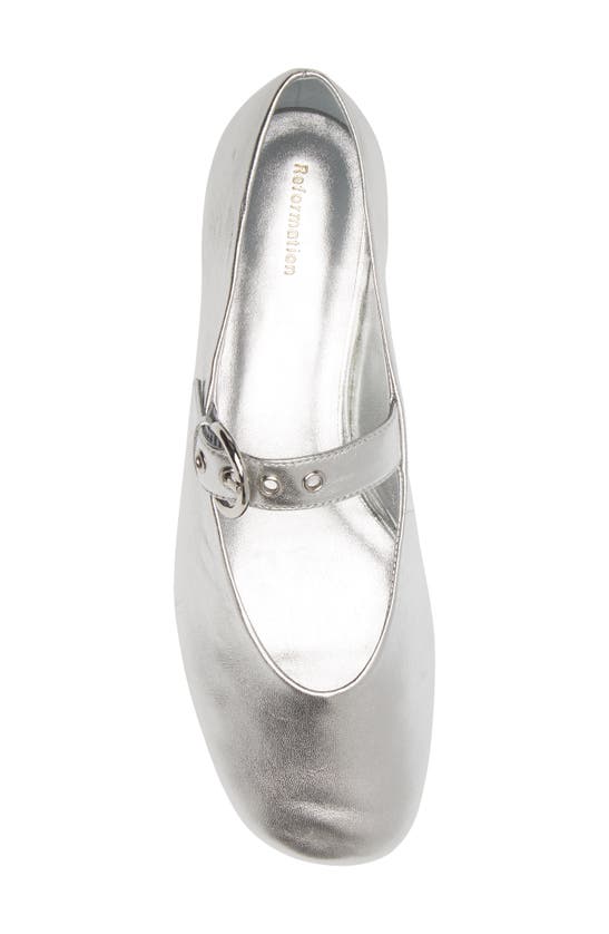 Shop Reformation Bethany Mary Jane Flat In Silver