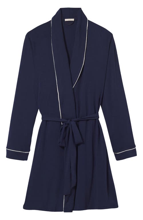 Shop Eberjey Gisele Classic Robe In Navy/ivory