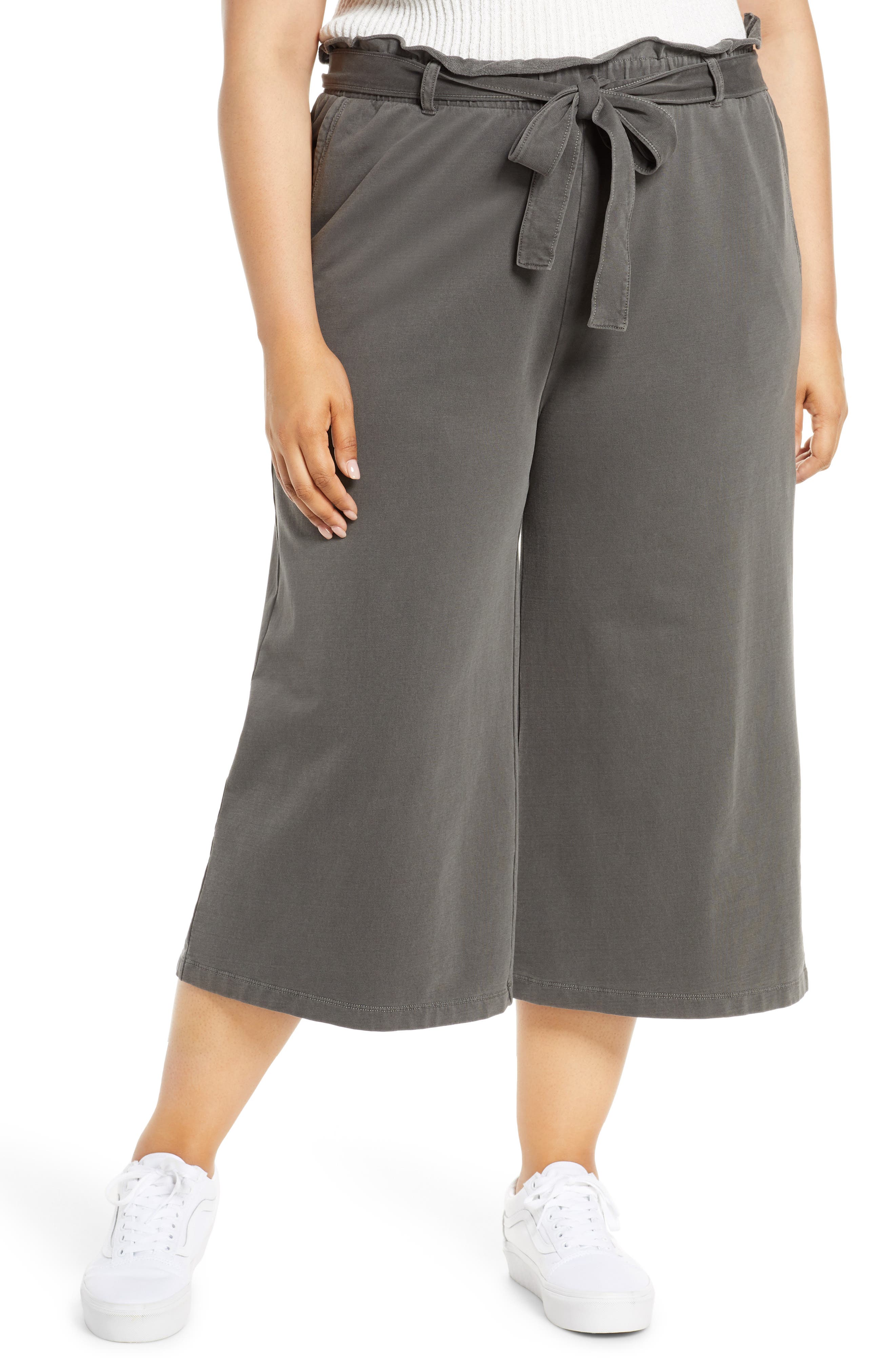 BP. Tie Waist Wide Leg Crop Pants (Plus Size) Nordstrom