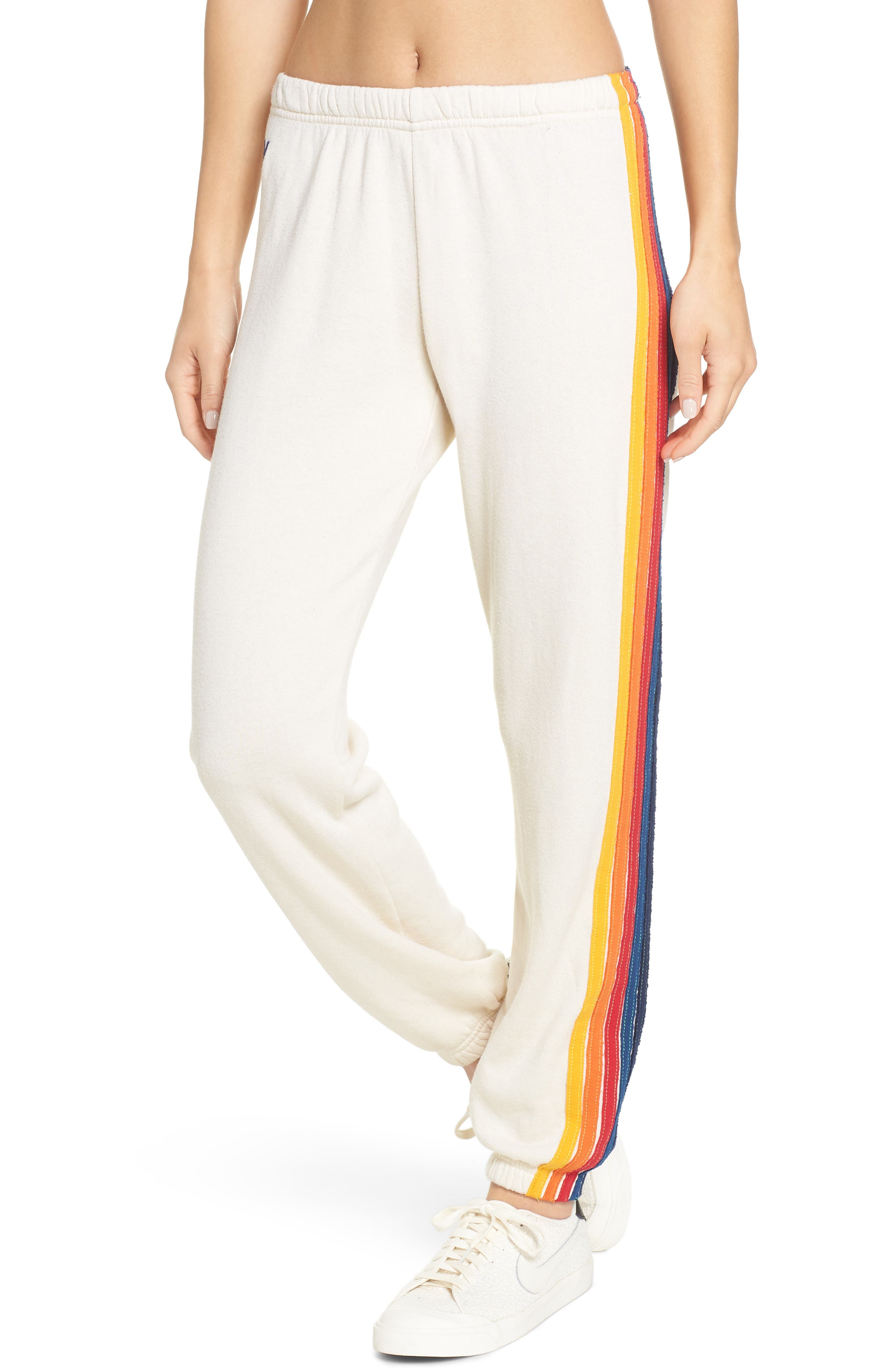 Aviator Nation Stripe Sweatpants, Beige
