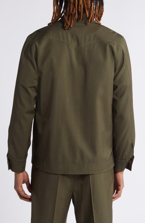 Shop Officine Generale Officine Générale Hendrick Pigment Dyed Virgin Wool Button-up Shirt In Olive Night