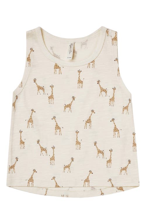 Rylee + Cru Giraffe Print Cotton Jersey Tank Top in Ivory