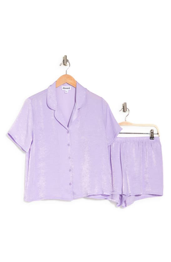 Abound Satin Button-up Shirt & Shorts Pajamas In Purple Spray