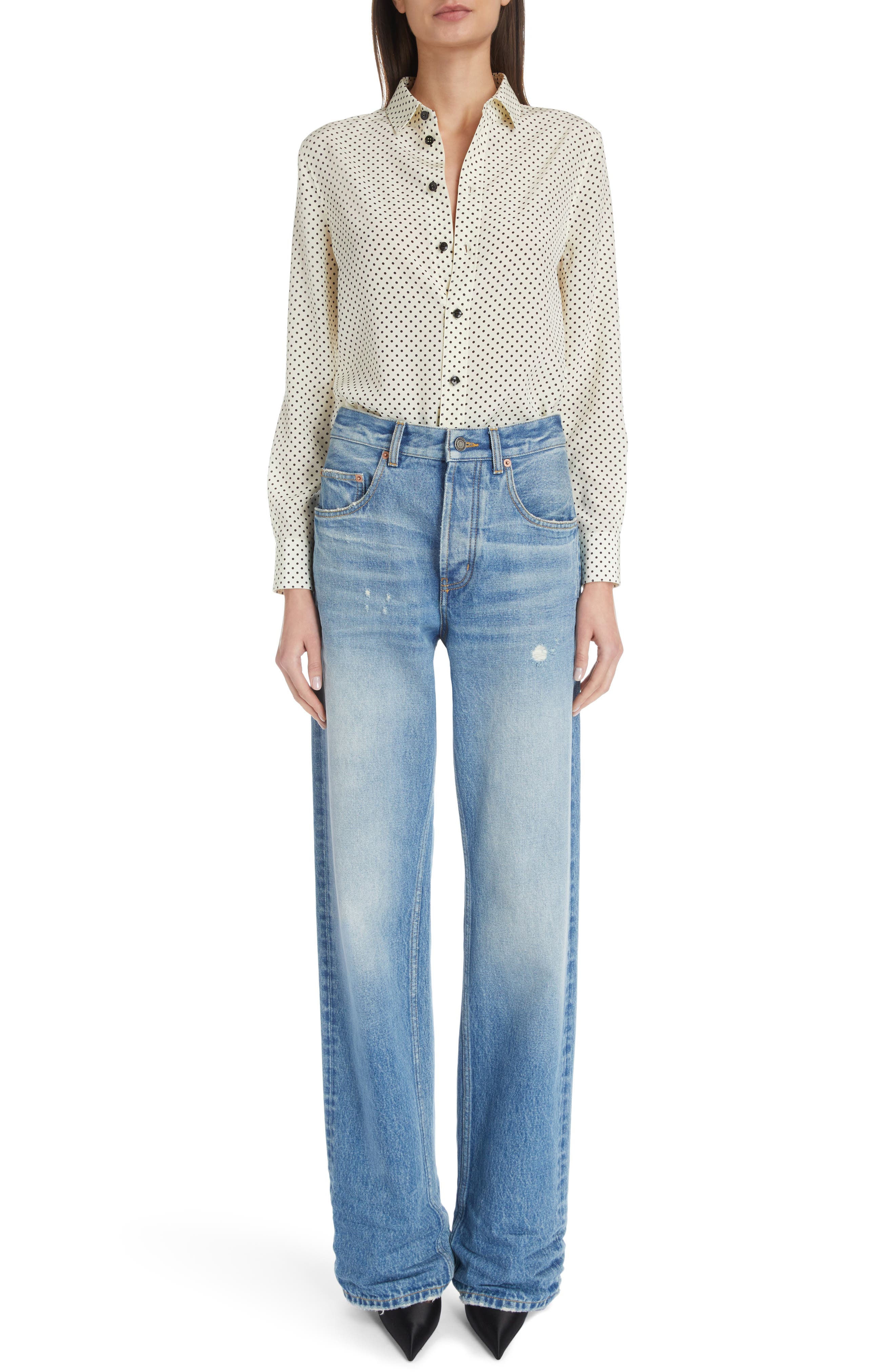 Saint Laurent buttoned-up silk shirt - Blue