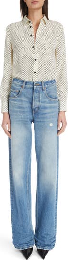 Long extreme baggy jeans in lake medium blue denim