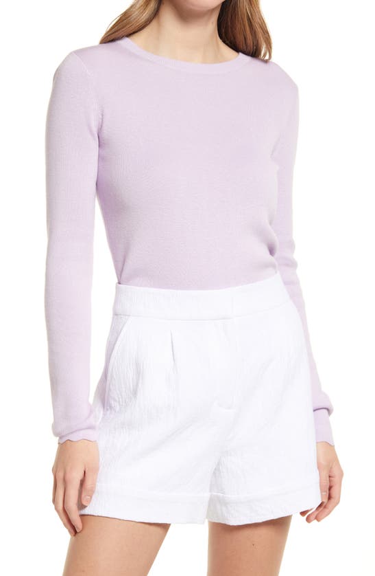 Halogen Ribbed Crewneck Sweater In Purple Bloom