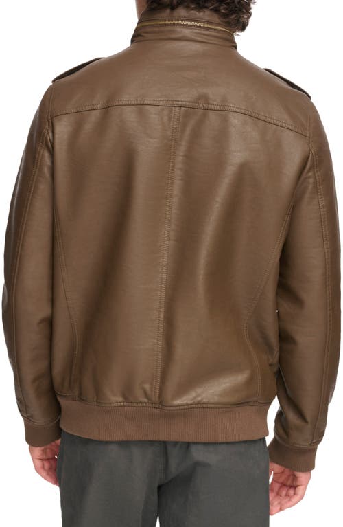 Shop Levi's Water Resistant Faux Leather Aviator Bomber Jacket In Earth