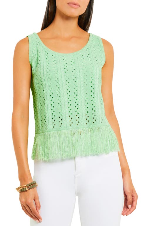 Misook Pointelle Fringe Sweater Tank Paradise Green at Nordstrom,