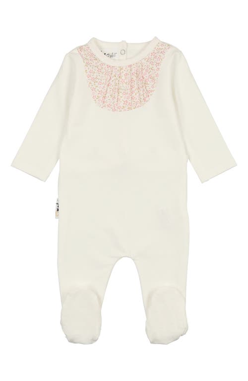 Manière Pleated Bib Footie White Pink at Nordstrom,